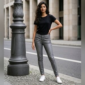 True Religion Halle Snake Print Skinny Jeans Gray Mojave Y2K Rocker Chic